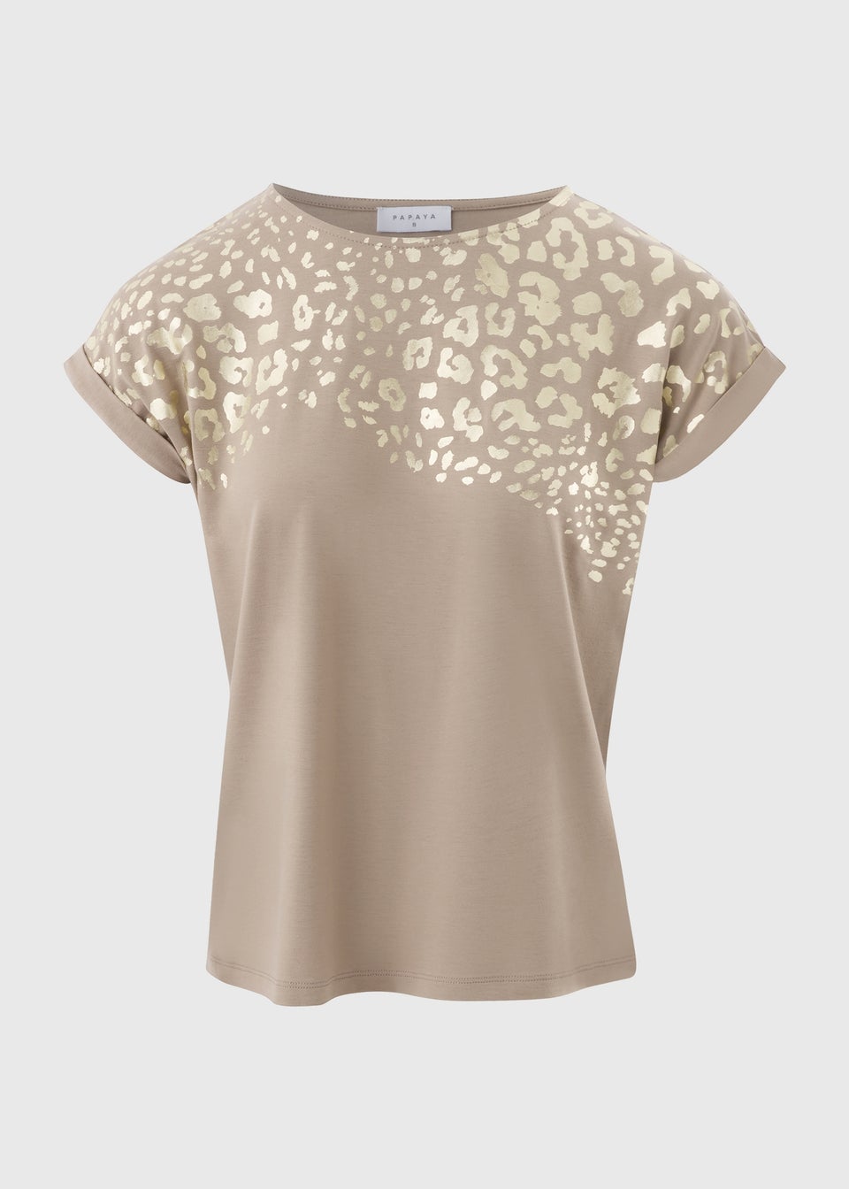 Taupe Animal Foil Print T-Shirt