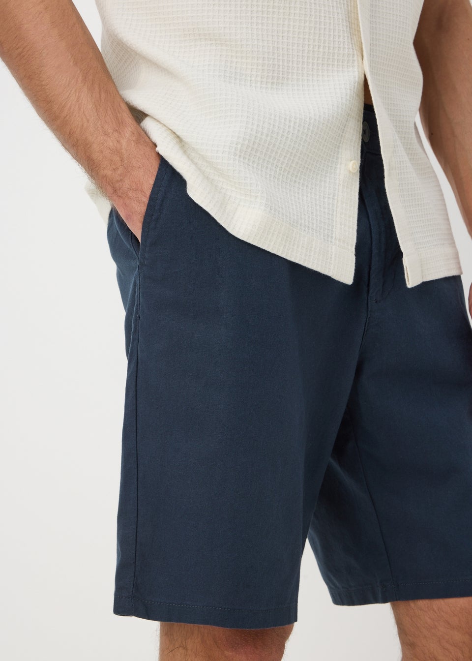Navy Linen Chino Shorts