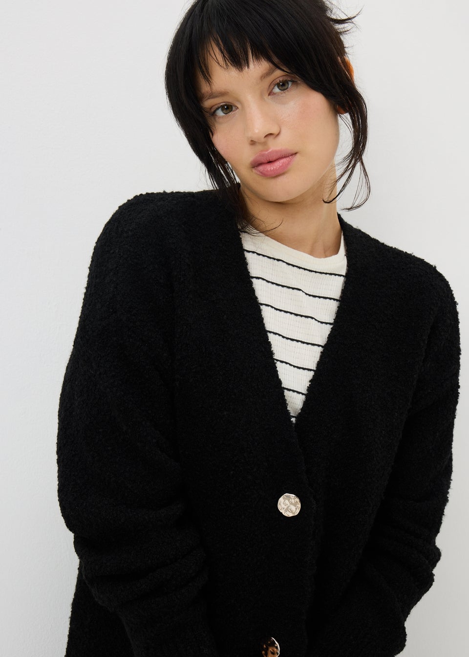 Black Boucle Cardigan