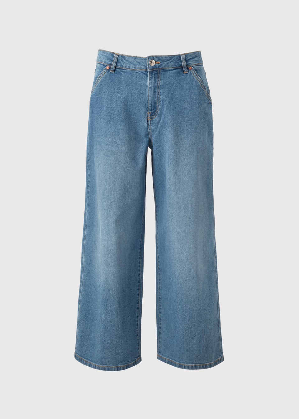 Mid Wash Stretch Wide Leg Jeans