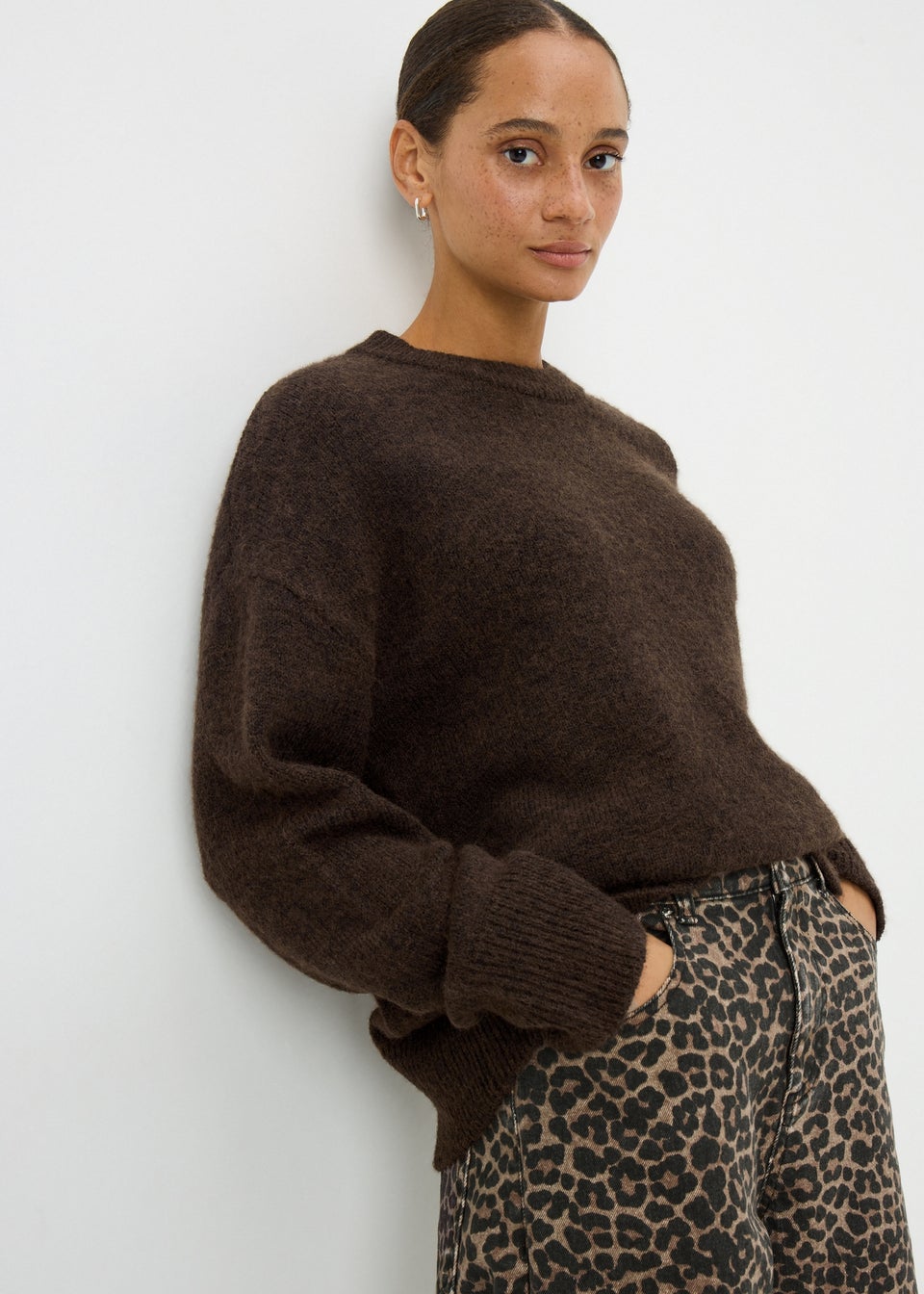 Chocolate Brown Oversized Fluffy Knit Jumper