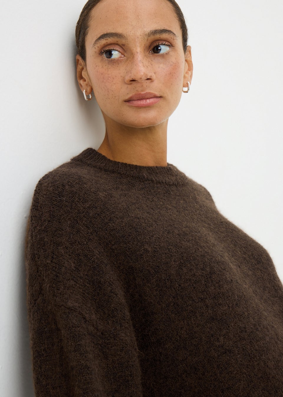 Chocolate Brown Oversized Fluffy Knit Jumper