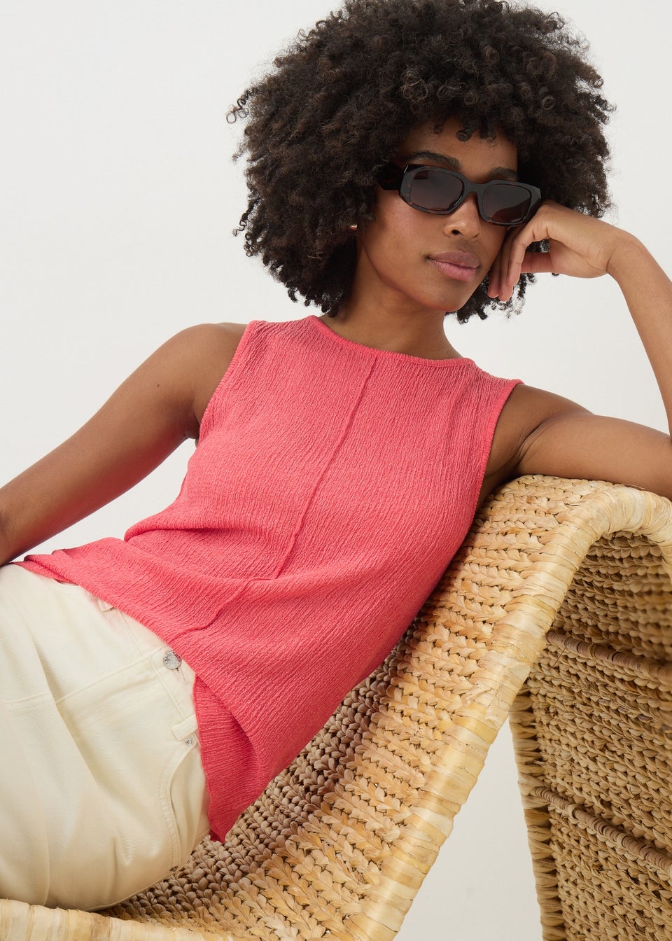 Coral Textured Seam Vest Top