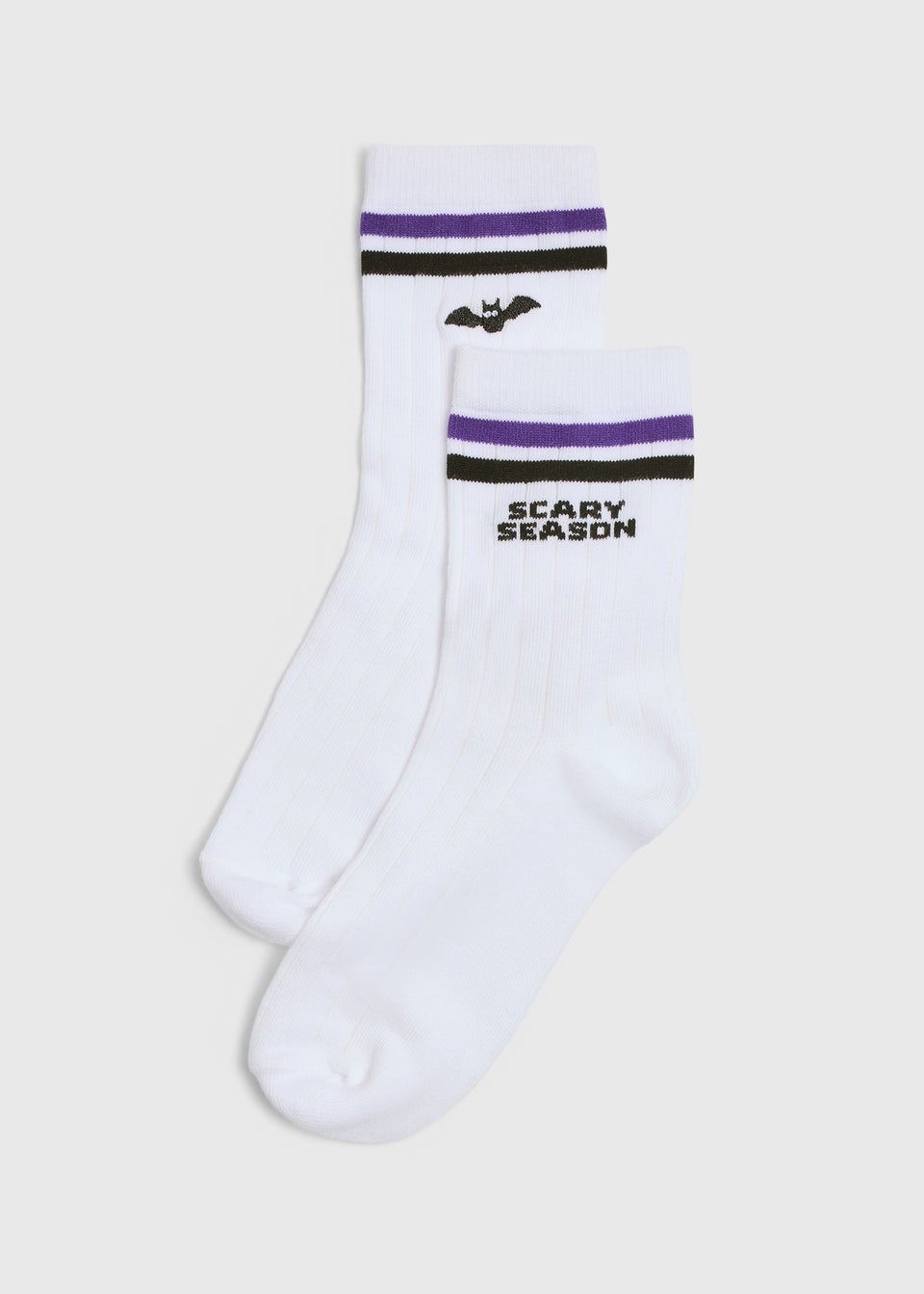 2 Pack White Stripe Halloween Sports Socks