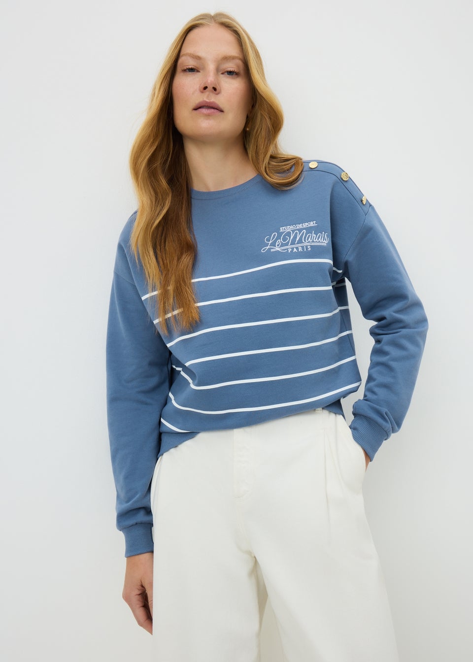 Blue Stripe Crew Neck Jumper