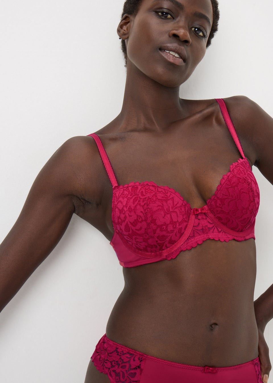 Burgundy Lace Detail Full Bra