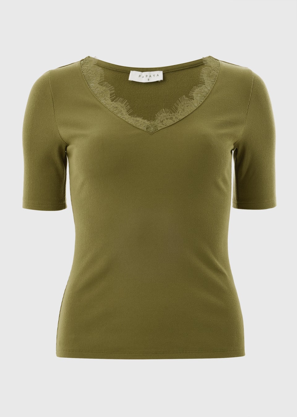 Green Lace Trim Ribbed Top