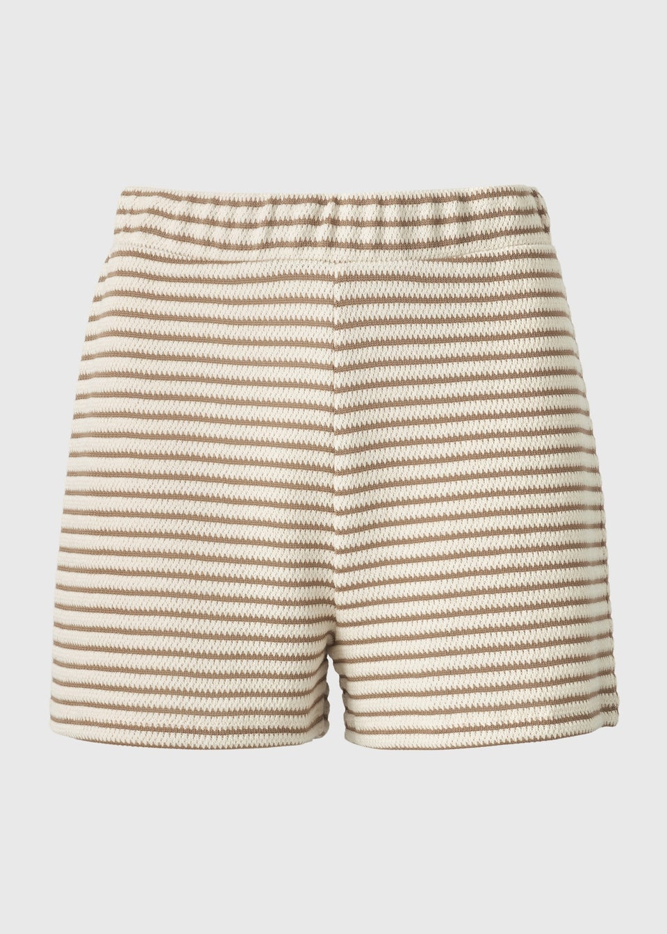 Beige Stripe Textured Co Ord Shorts