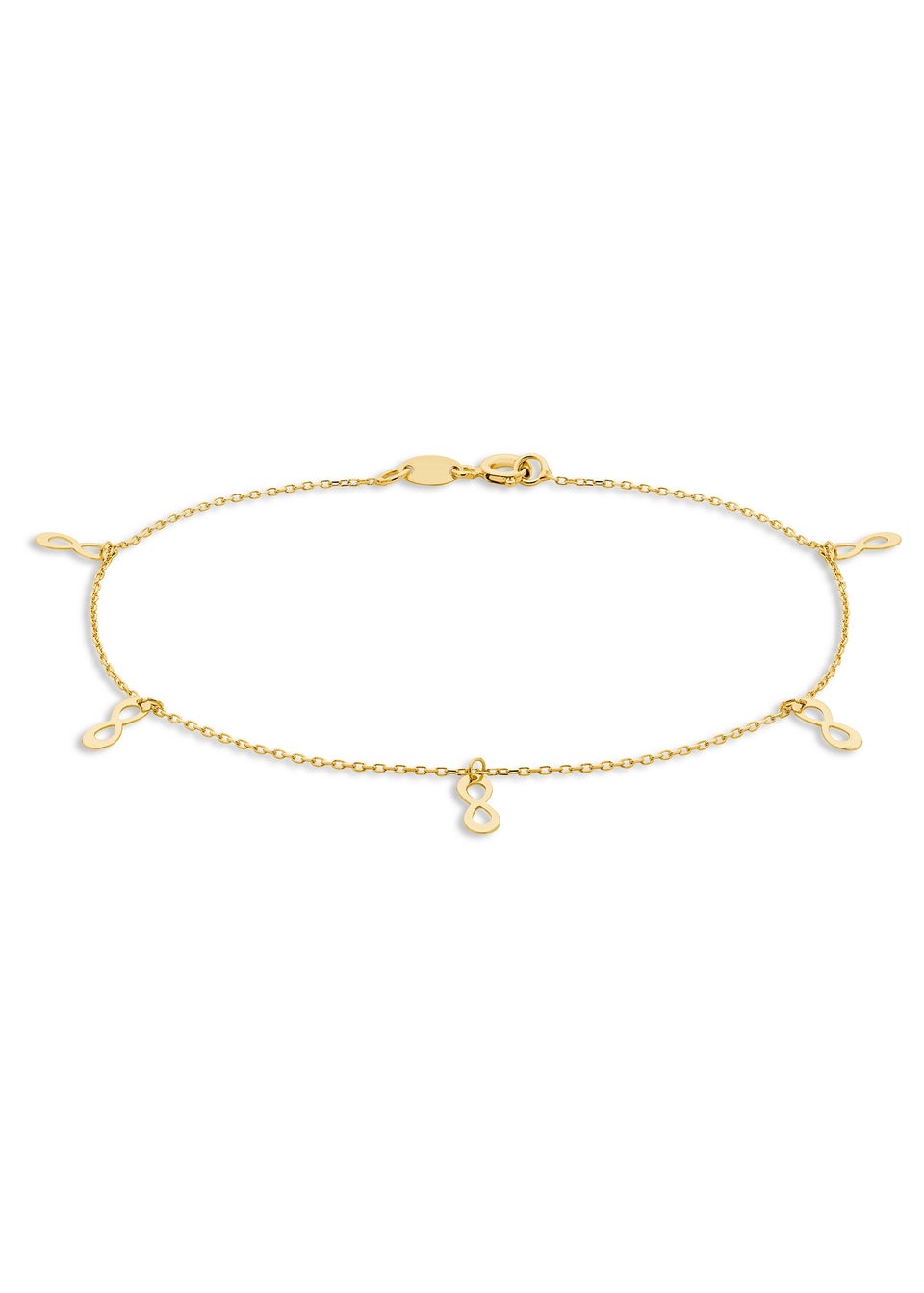 Golden Moments 9ct Yellow Gold Dangly Infinity Symbols Bracelet (8.5mm x 3mm)