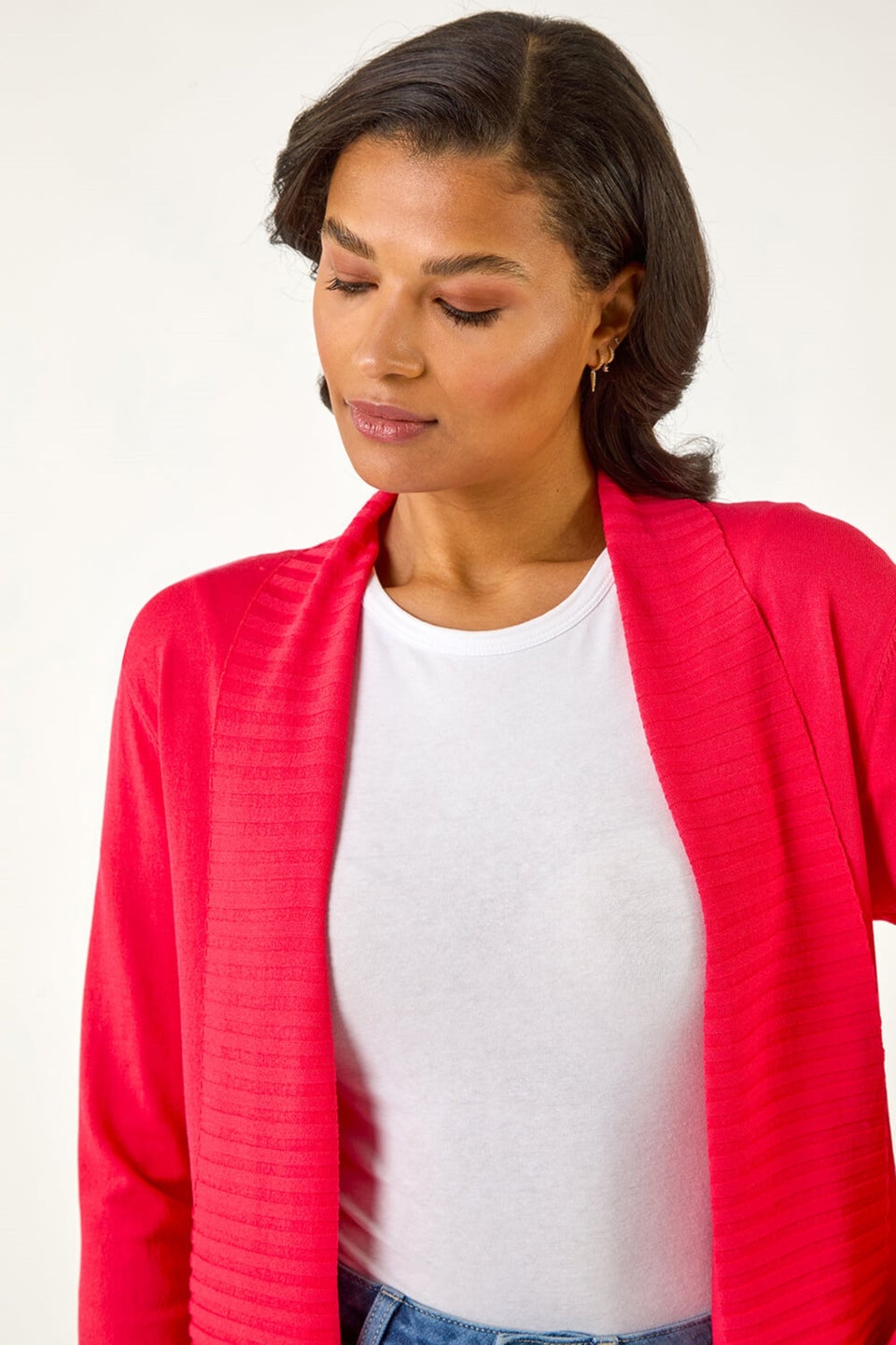 Roman Red Ribbed Detail Shrug