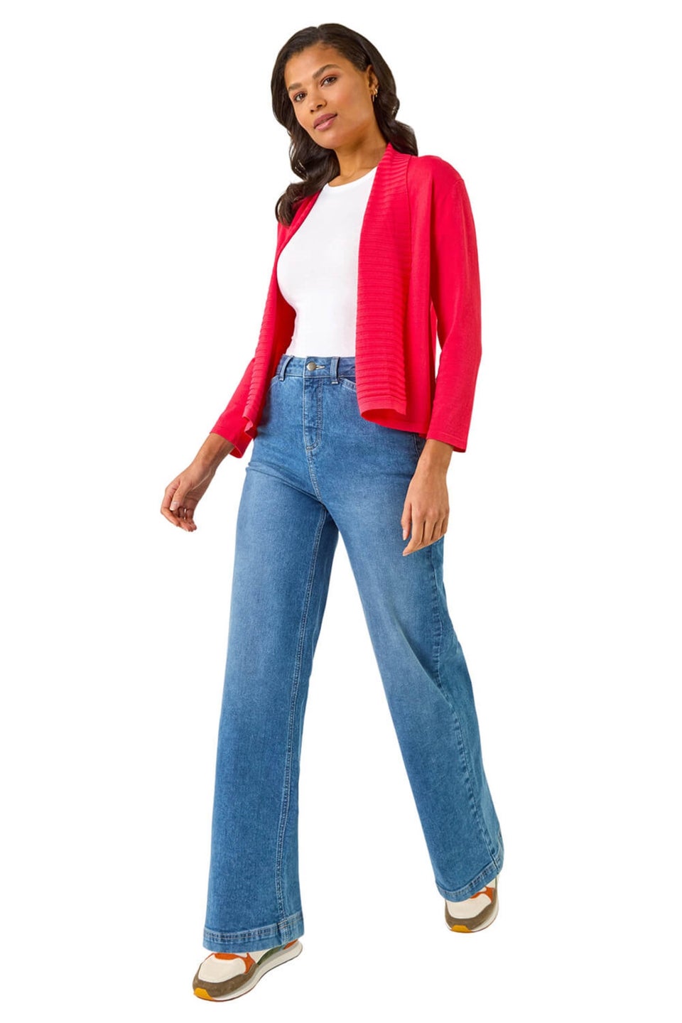 Roman Red Ribbed Detail Shrug