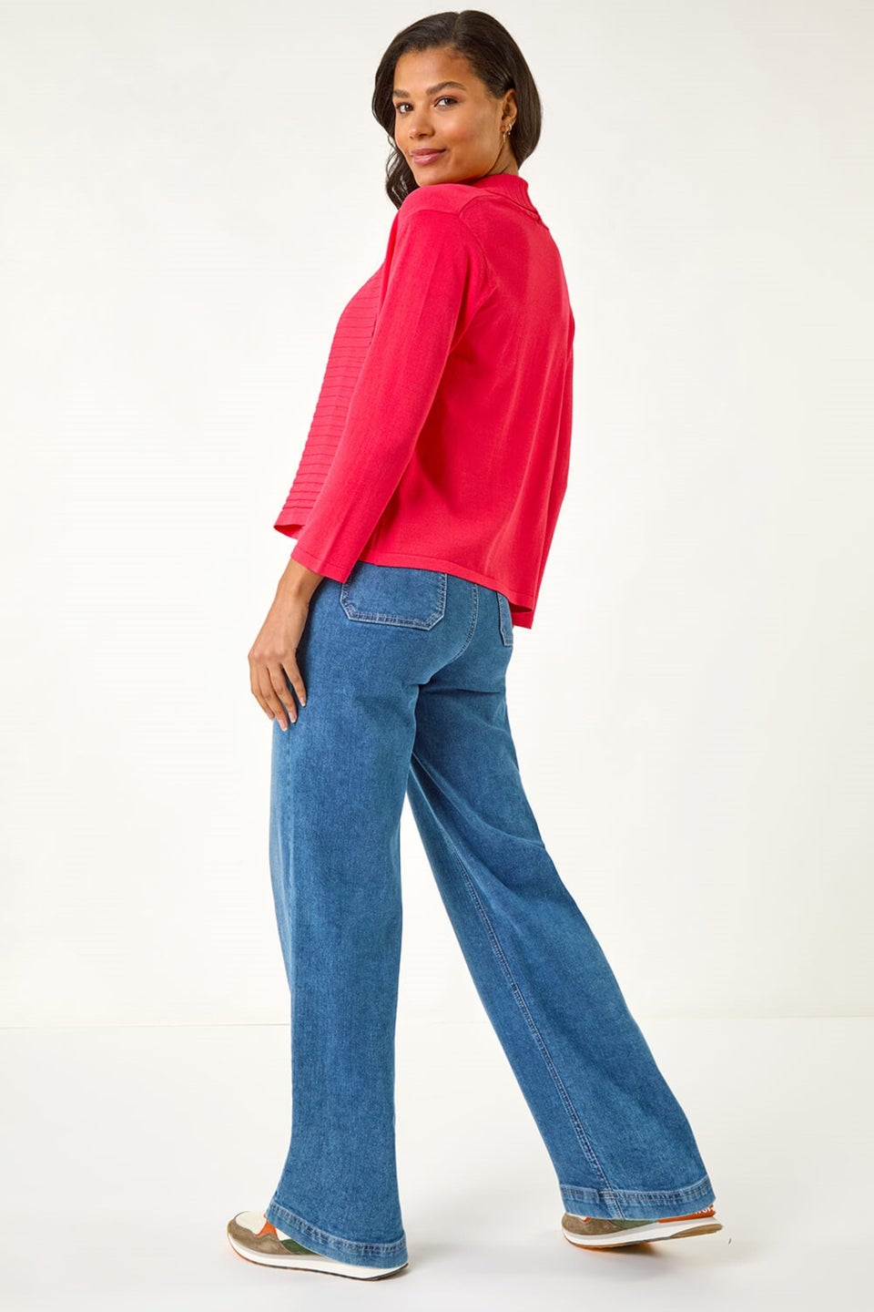 Roman Red Ribbed Detail Shrug