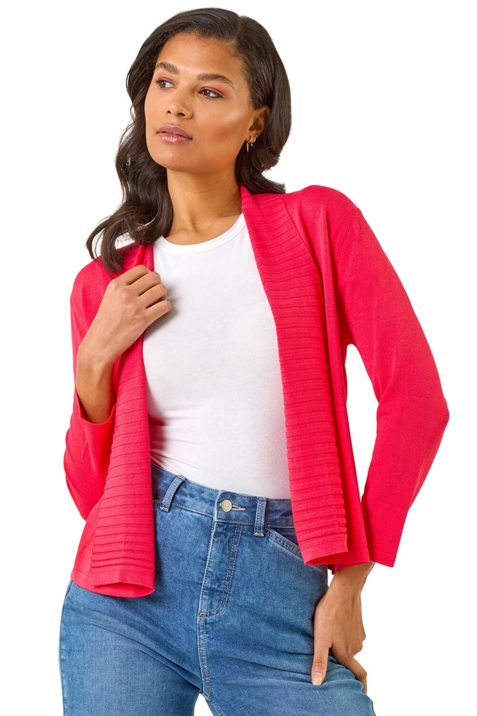Roman Red Ribbed Detail Shrug