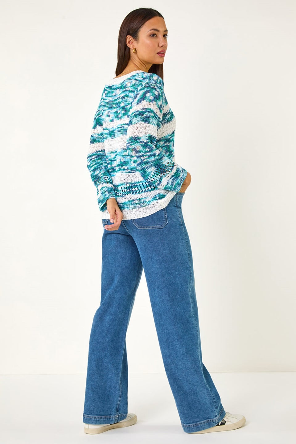 Roman Teal Spacedye Stripe Knit Jumper