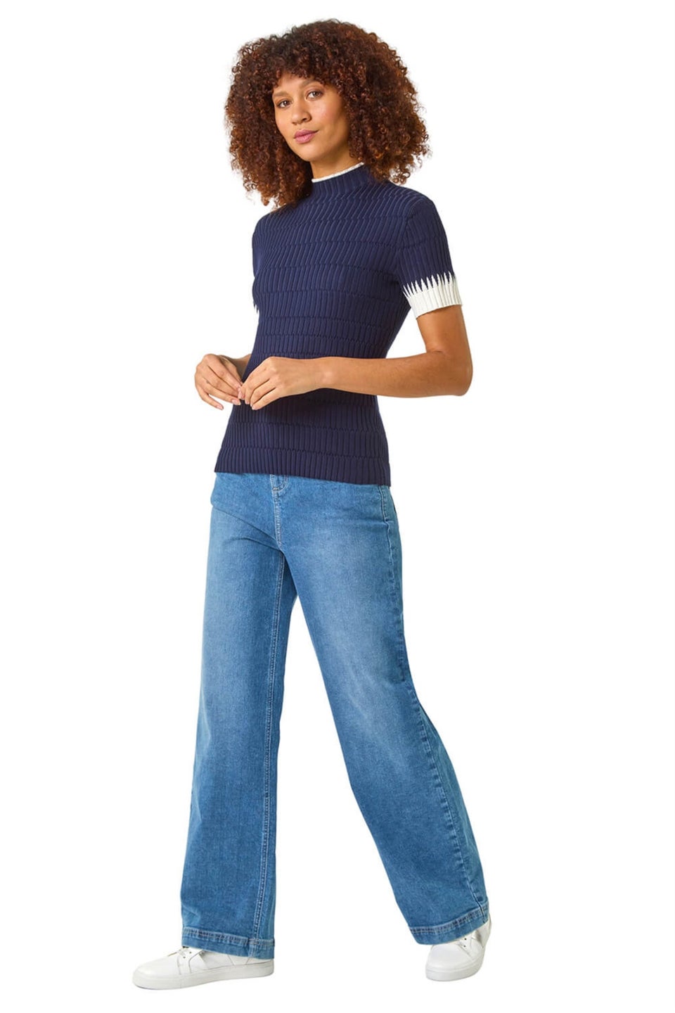 Roman Navy Ribbed Contrast Knit