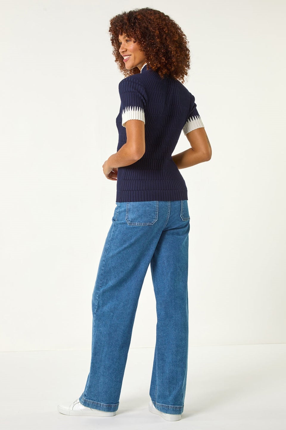 Roman Navy Ribbed Contrast Knit