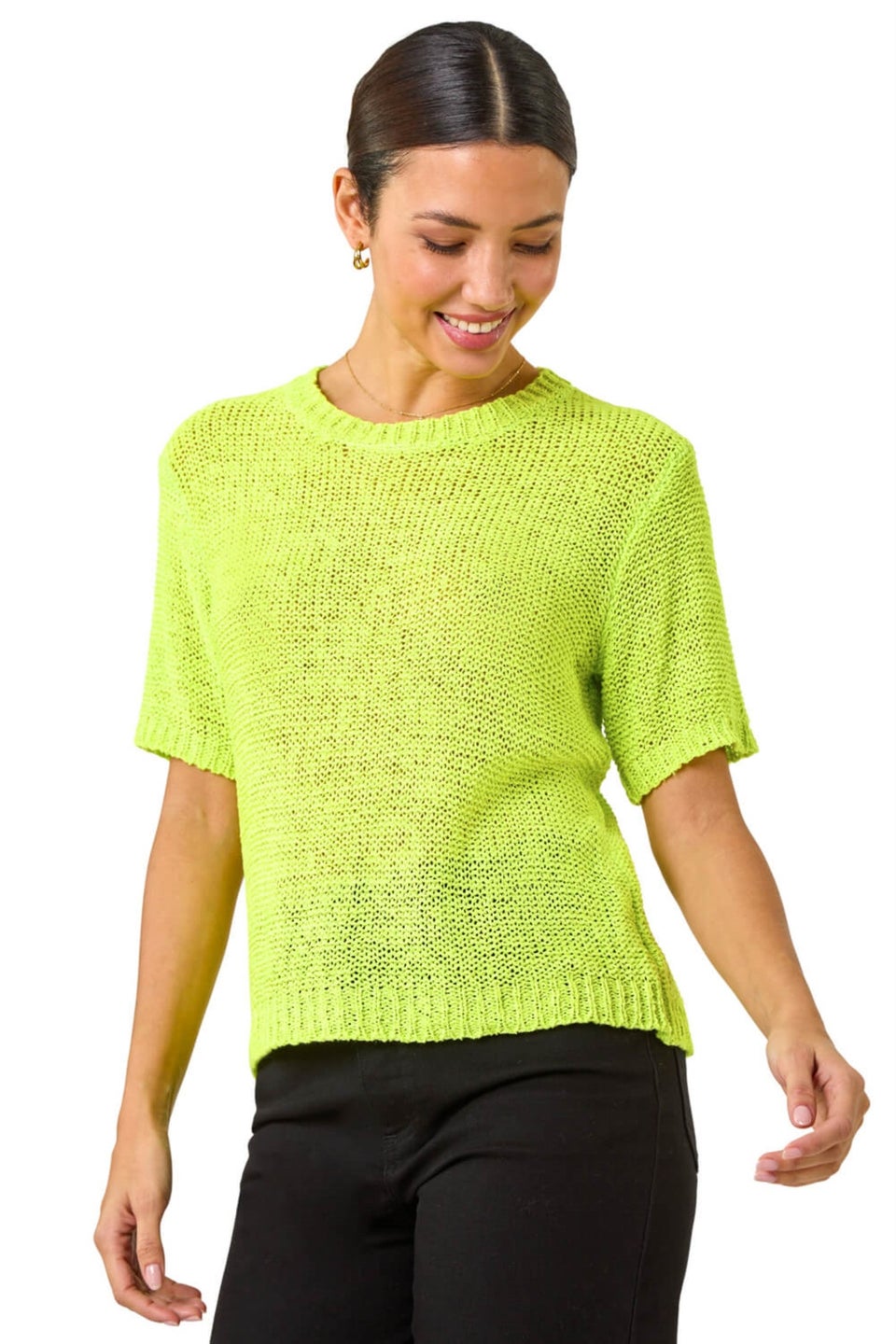 Roman Lime Textured Knit Top