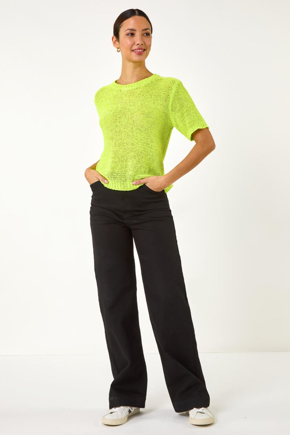 Roman Lime Textured Knit Top