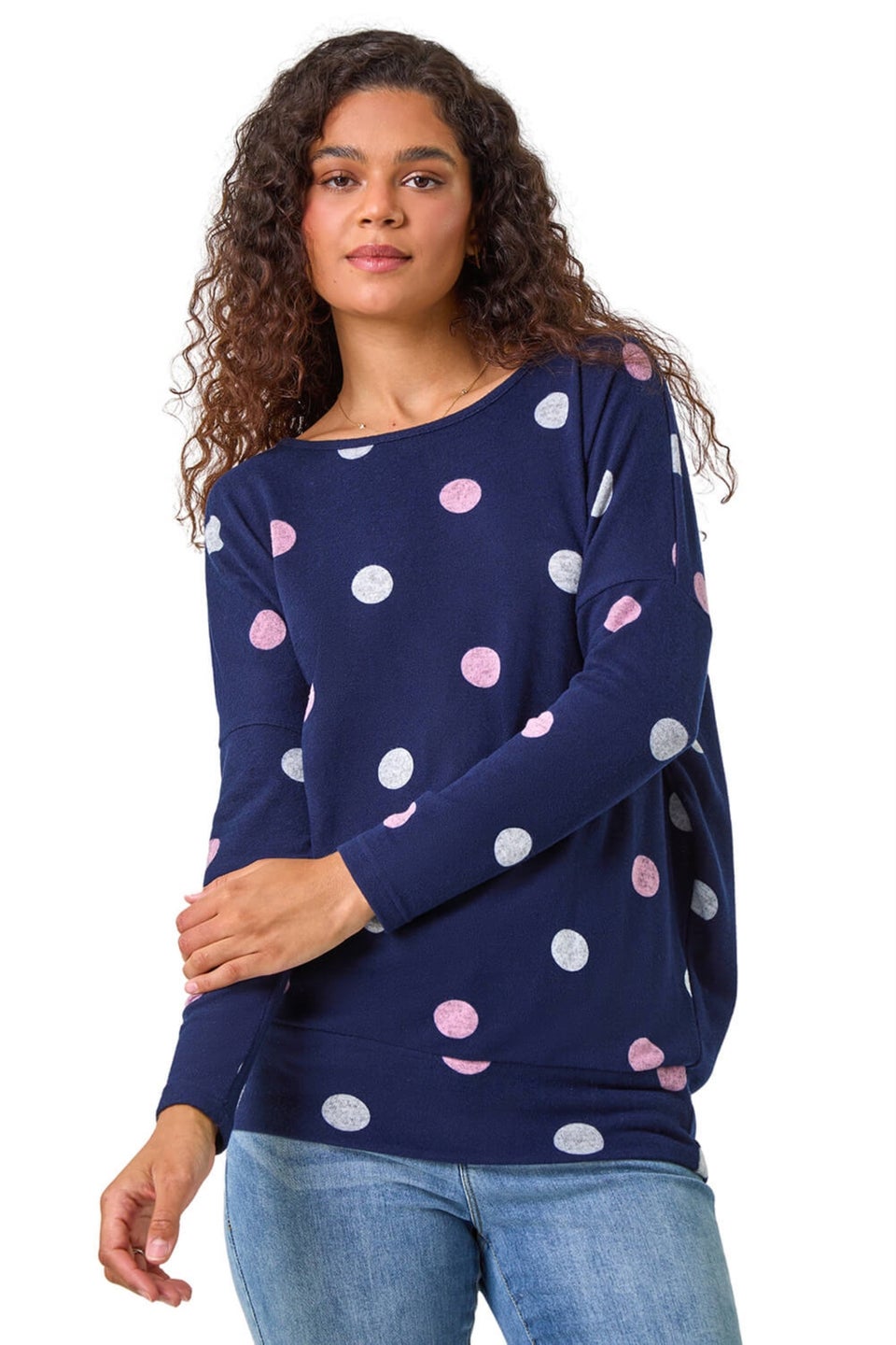 Roman Navy Spot Print Snit Top