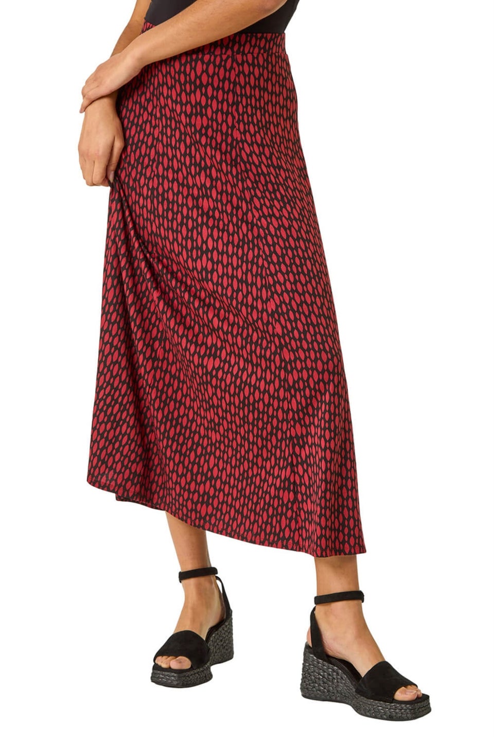 Roman Black Tear Drop Panel Maxi Skirt