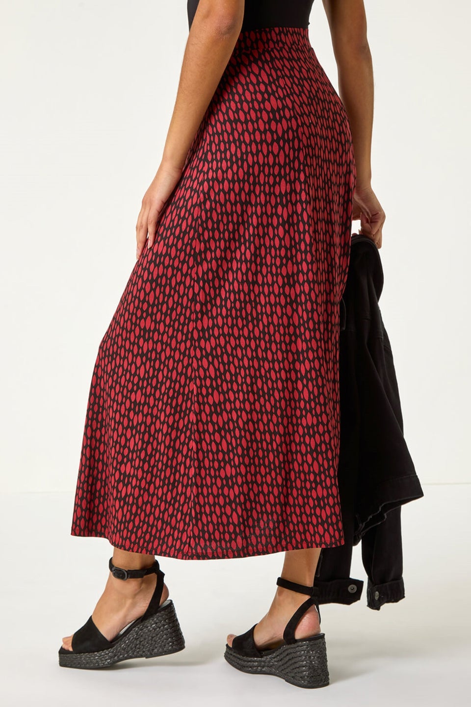 Roman Black Tear Drop Panel Maxi Skirt