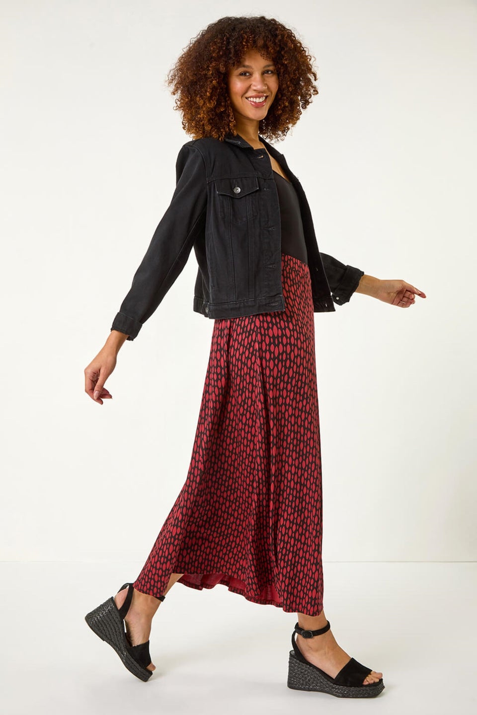 Roman Black Tear Drop Panel Maxi Skirt
