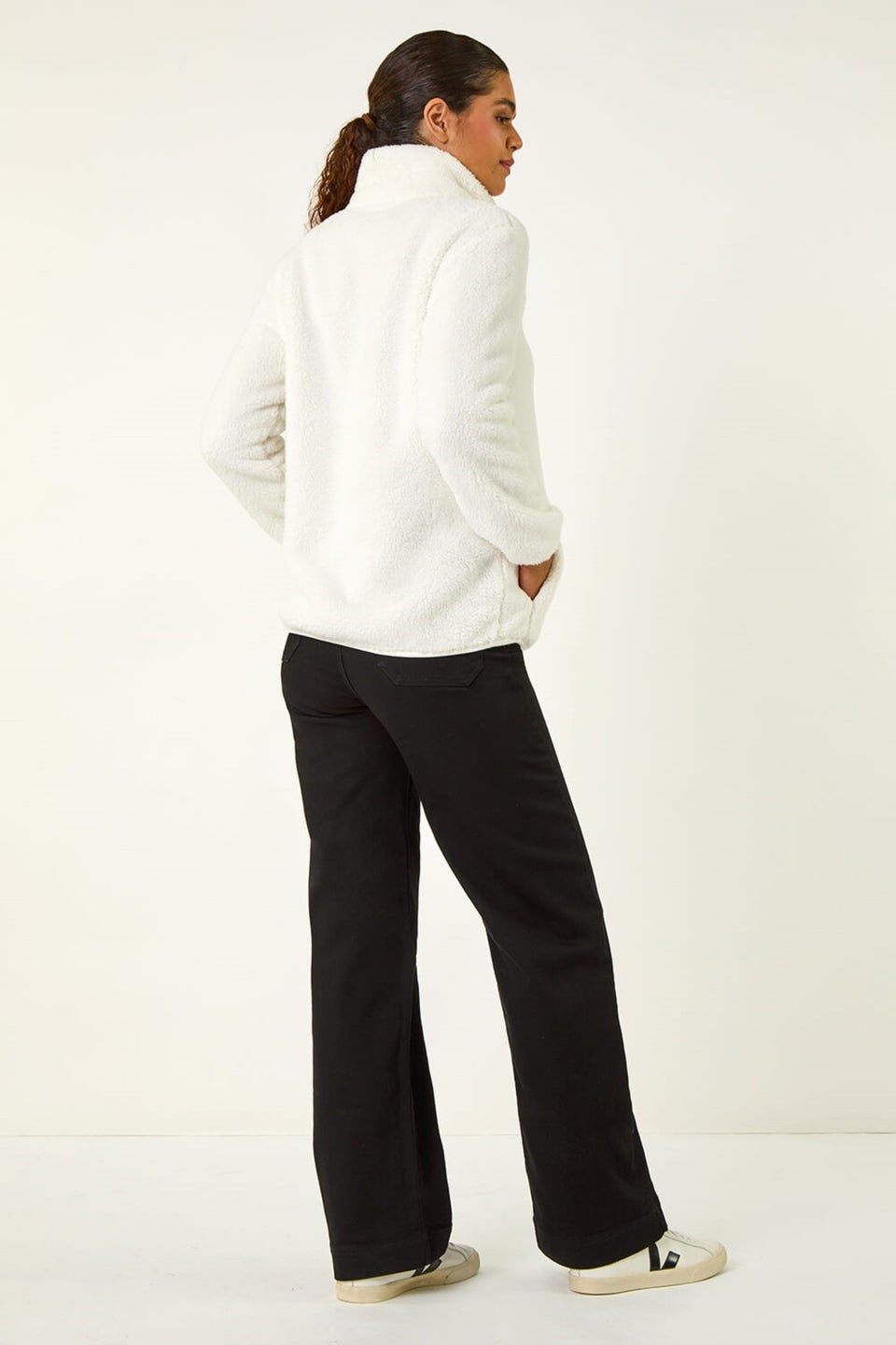Roman White Soft Sherpa Fleece Jacket