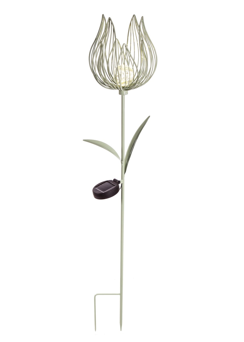 Premier Decorations Sage Green Solar Metal Tulip Garden Stake Light