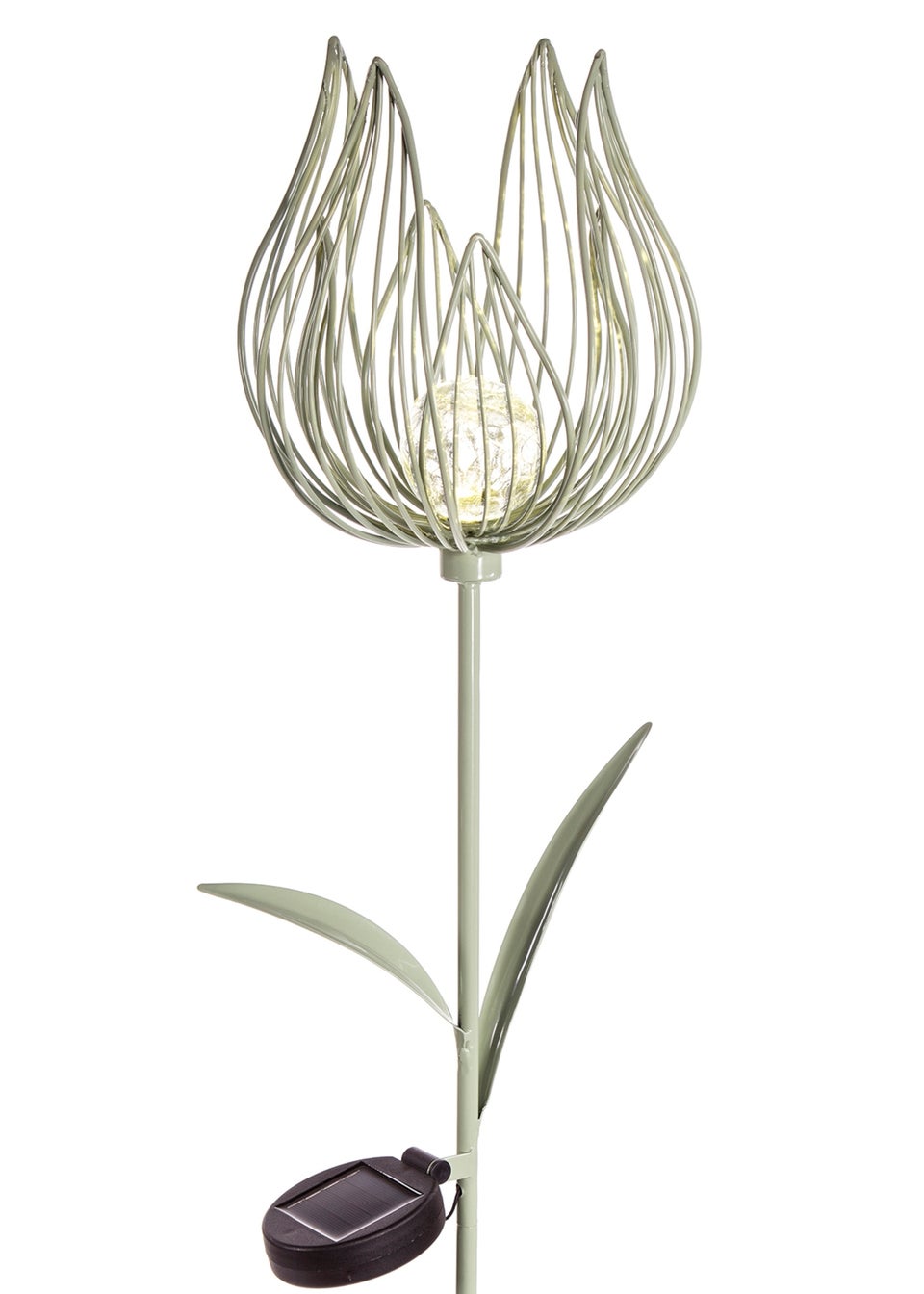 Premier Decorations Sage Green Solar Metal Tulip Garden Stake Light