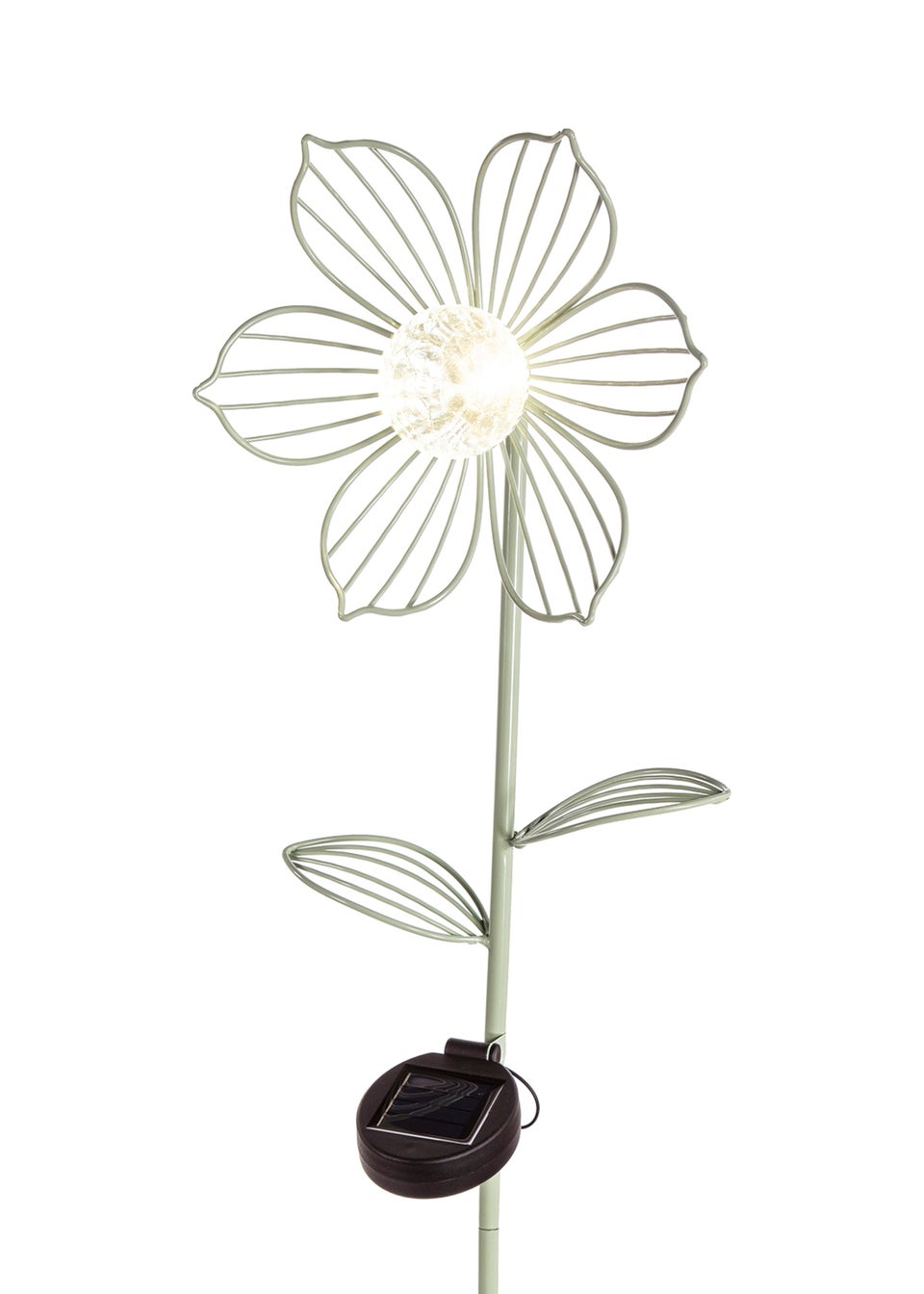 Premier Decorations Sage Green Solar Metal Flower Garden Stake Light