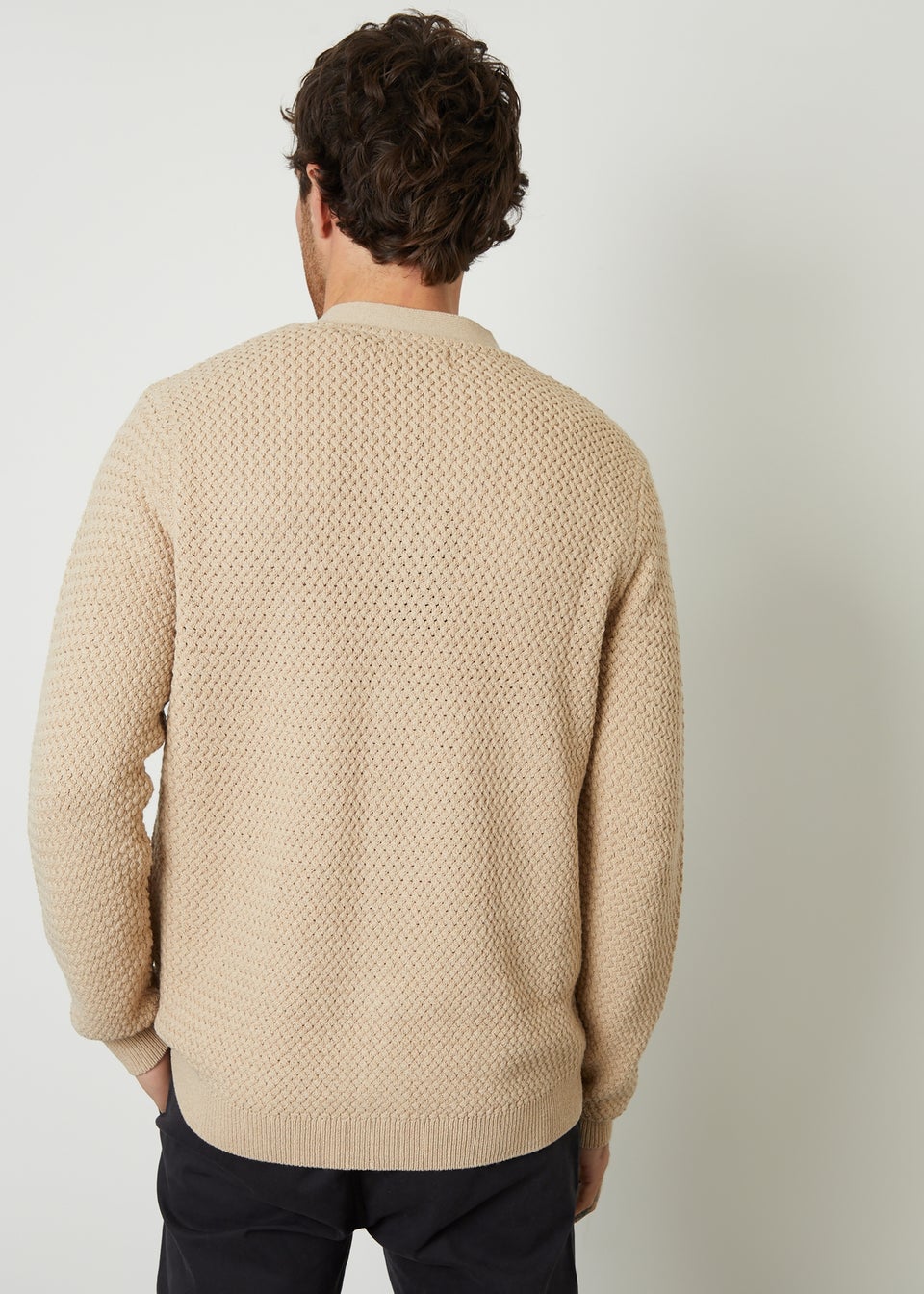 Threadbare Brown Basket Stitch V-neck Cardigan