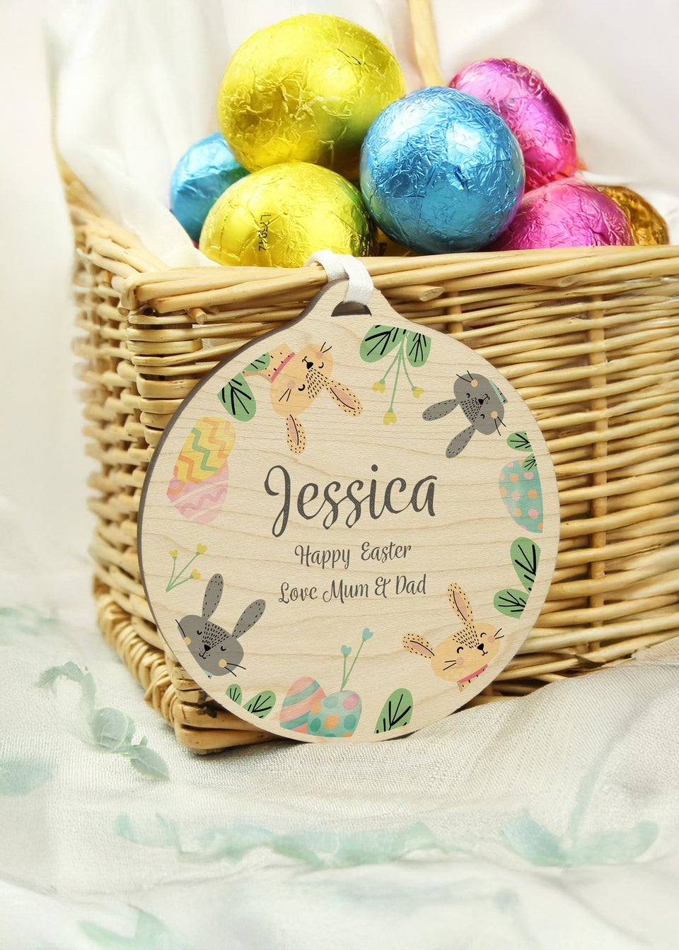 Personalised Memento Company Light Brown Easter Bunny Wooden Decoration