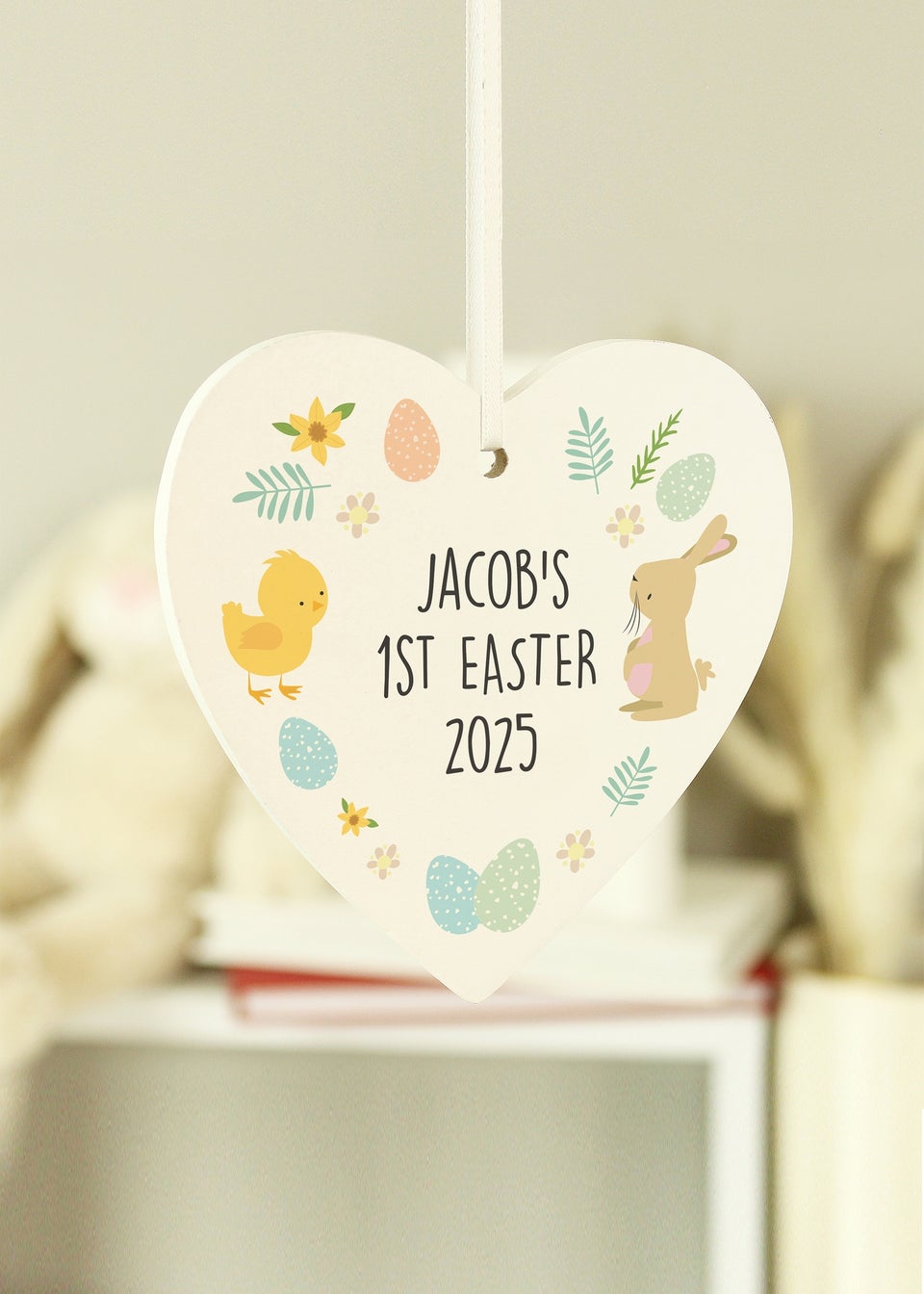 Personalised Memento Company White First Easter Heart Tree Decoration