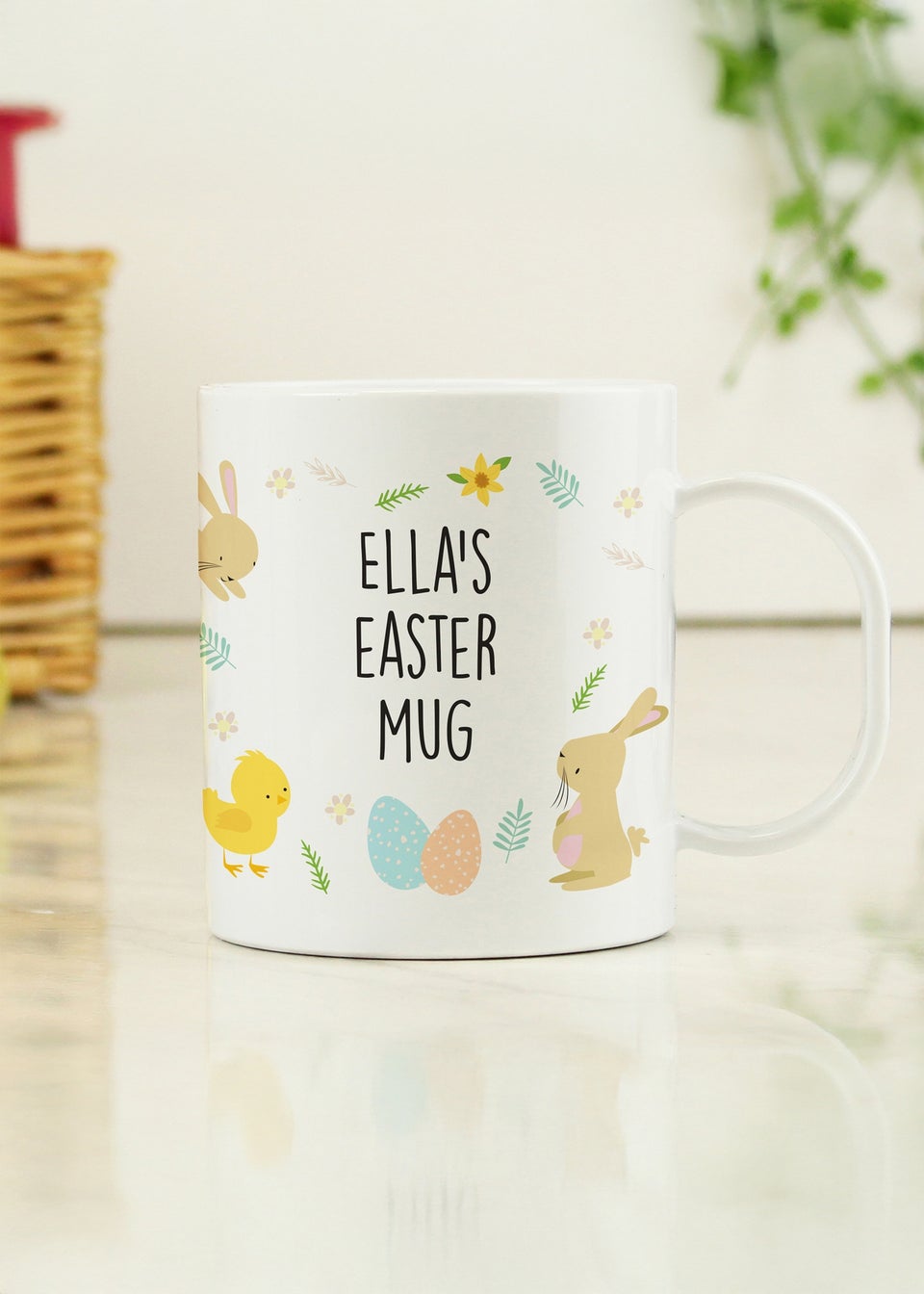 Personalised Memento Company White Easter Bunny Plastic Mug