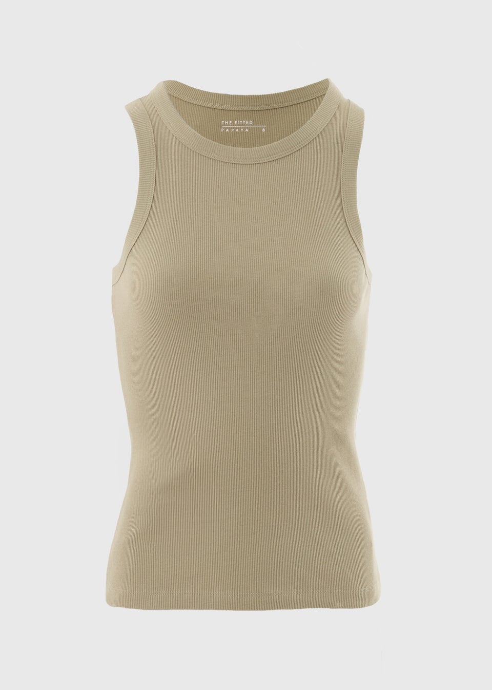Sage Ribbed High Neck Racer Back Vest Top