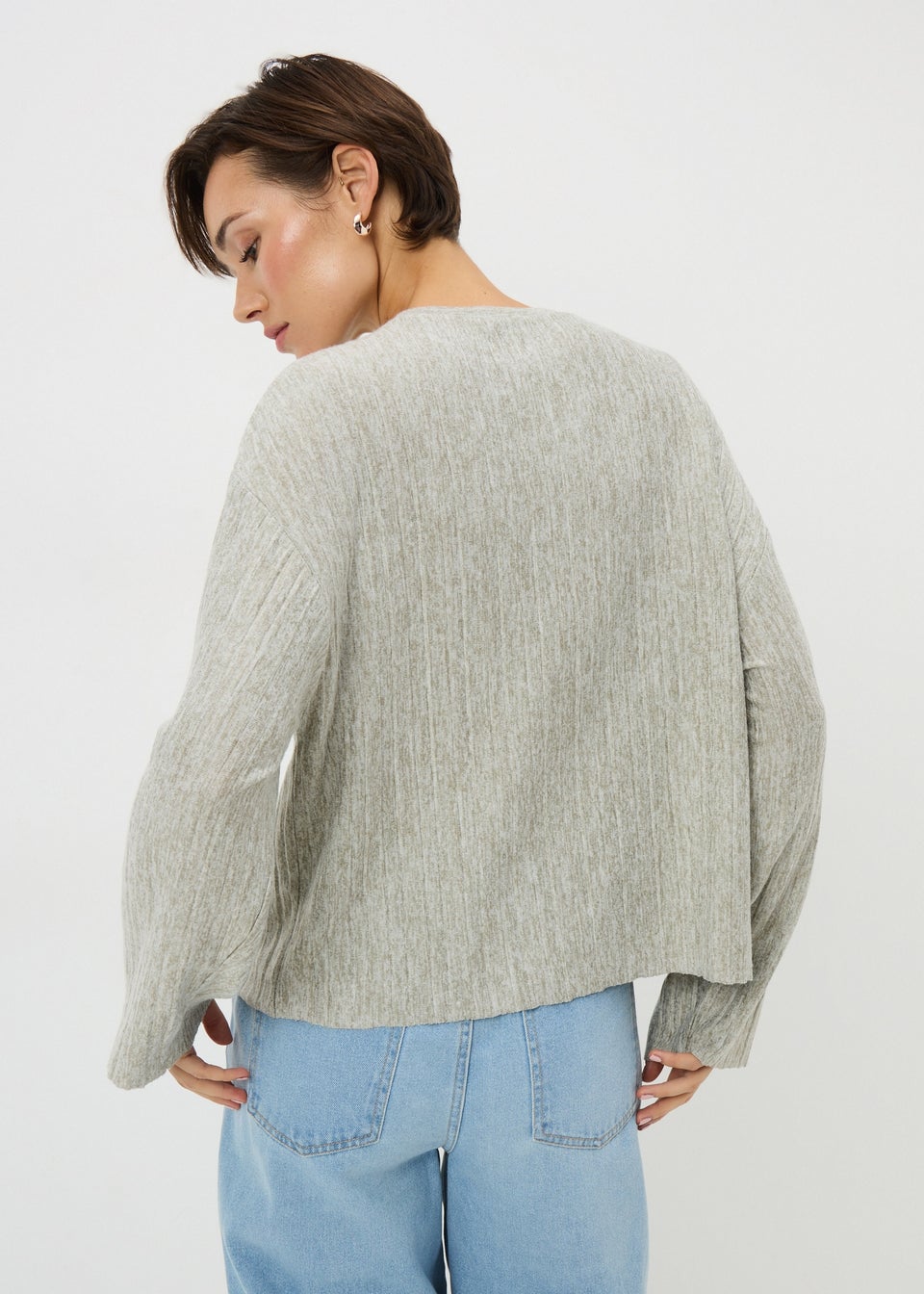Sage Pleat Soft Touch High Neck Jumper