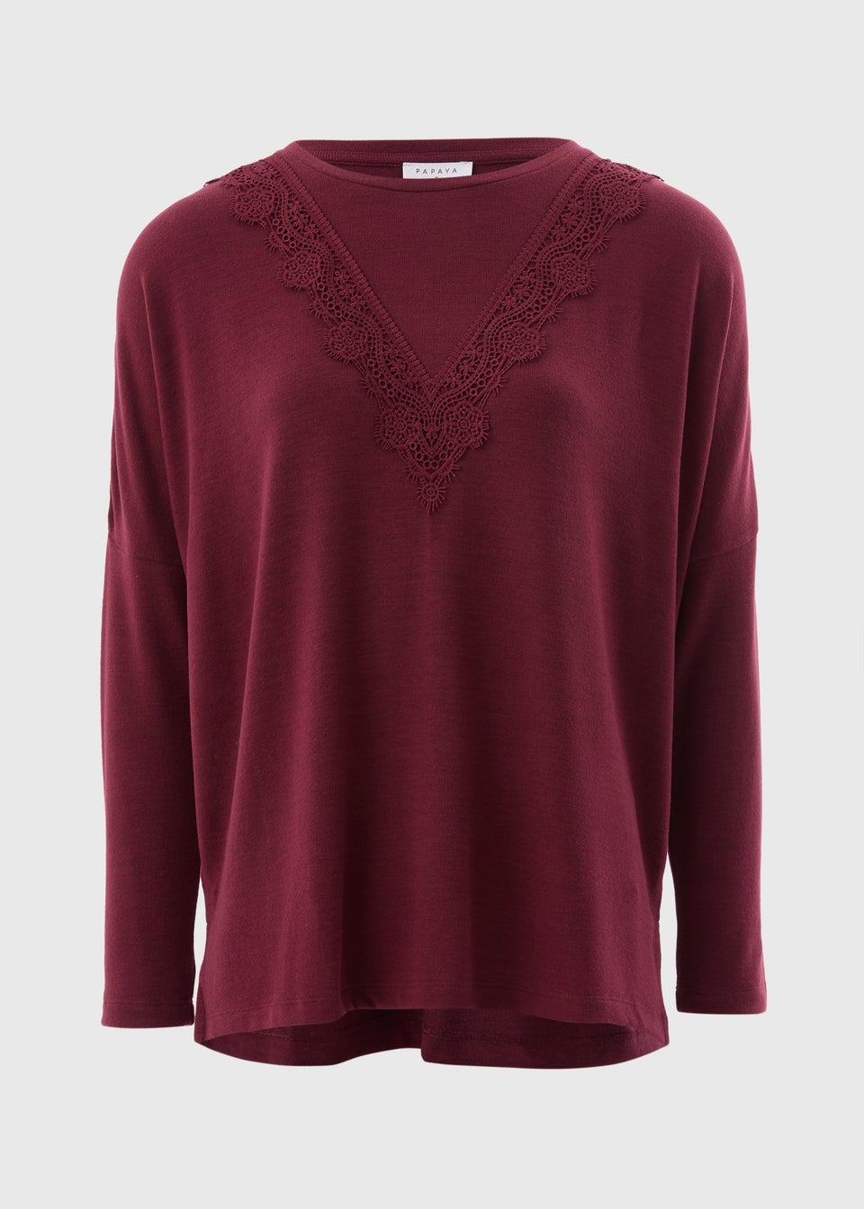 Burgundy Lace Trim Soft Touch Jumper