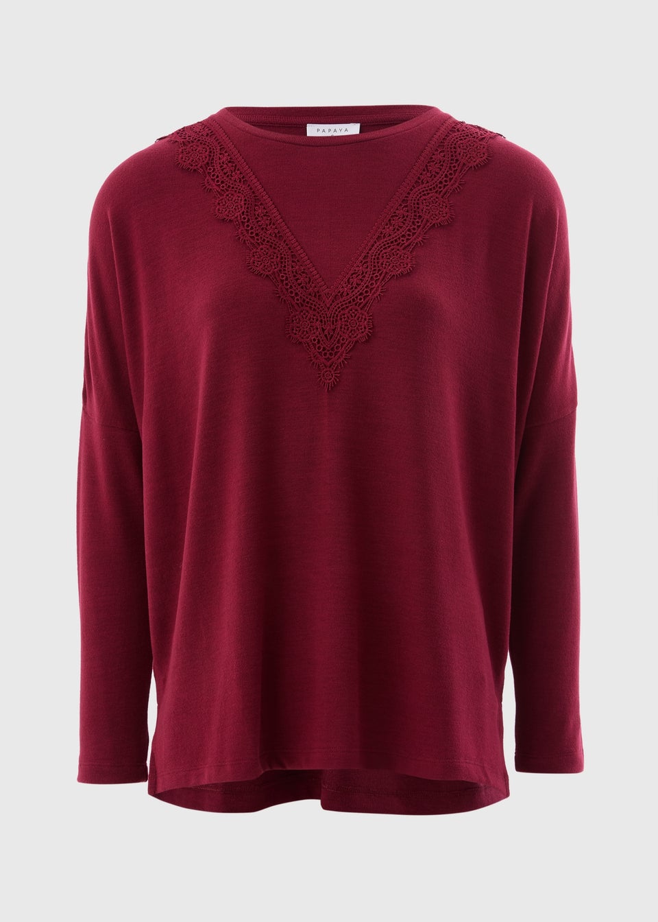 Burgundy Lace Trim Soft Touch Jumper
