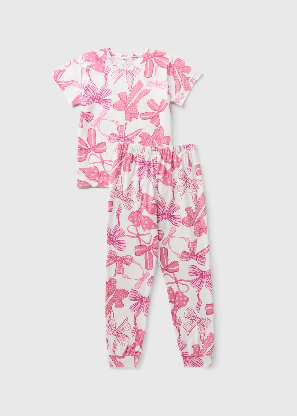 Girls Pink Bow Pyjama Set (1-13yrs)