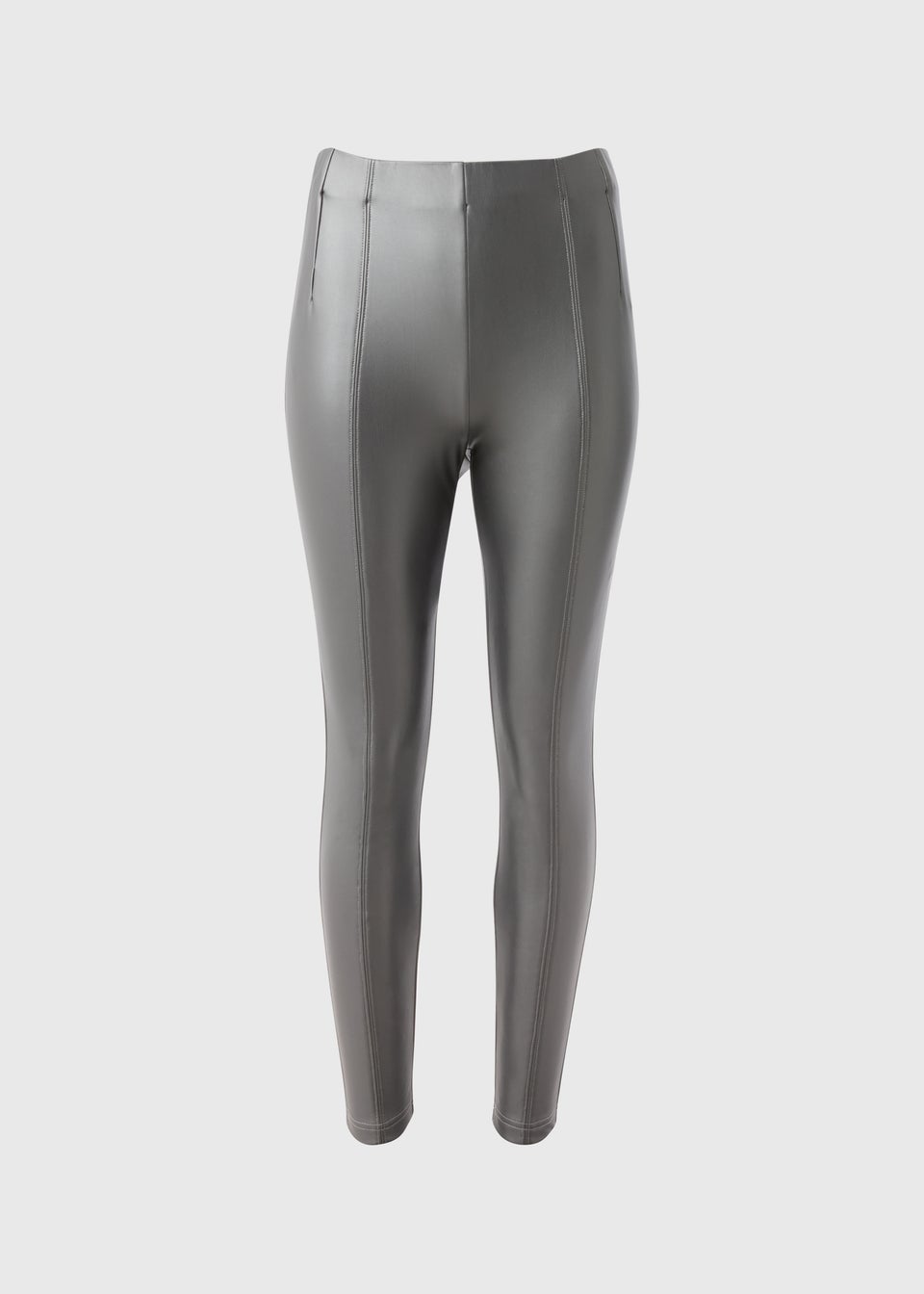 Silver Metallic Faux Leather Leggings