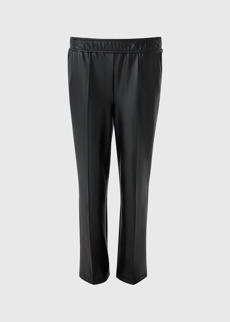 Black Faux Leather Straight Trousers