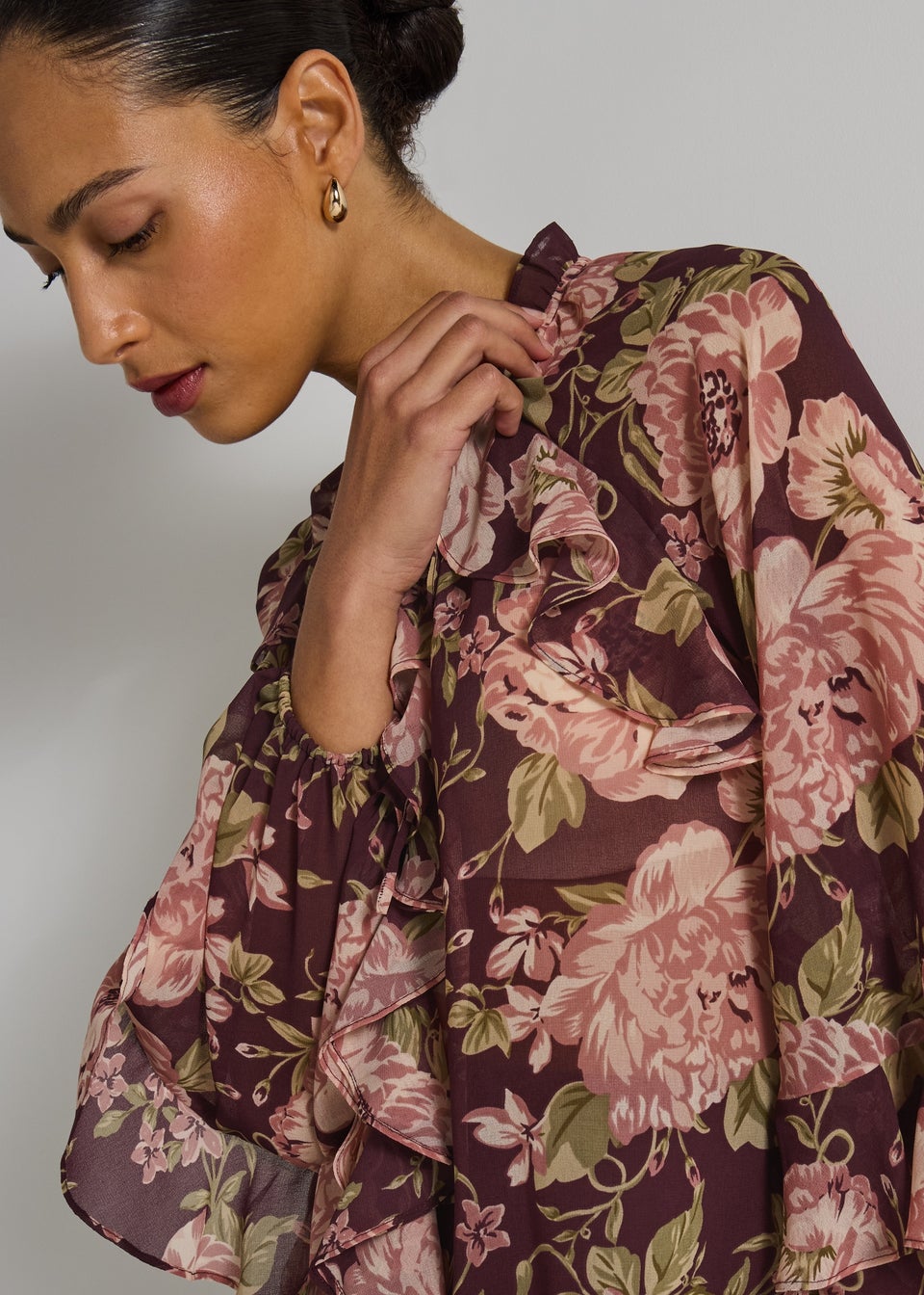 Et Vous Pink Floral Boho Frill Blouse