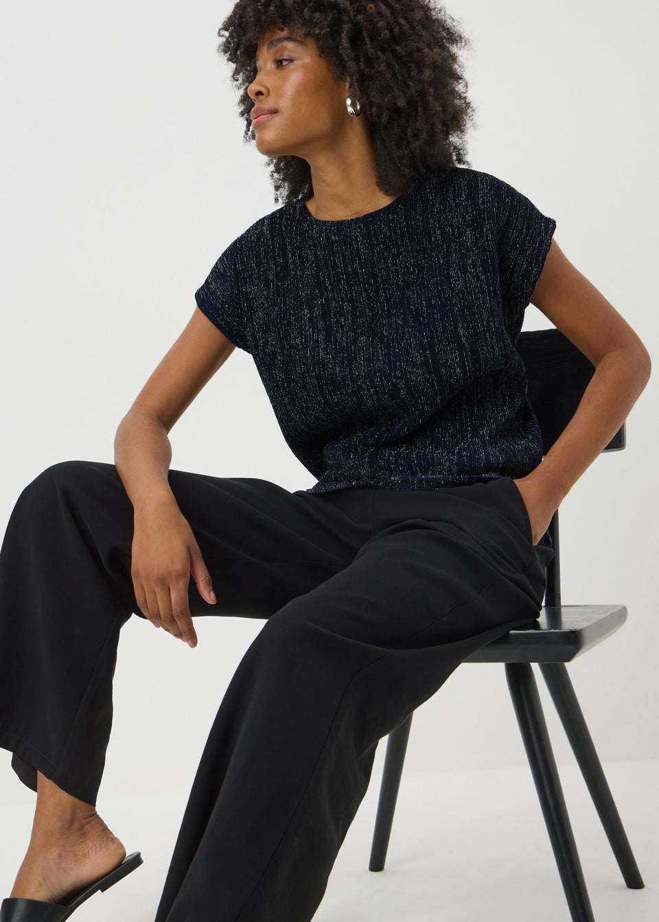 Navy Sparkle Yarn T-Shirt