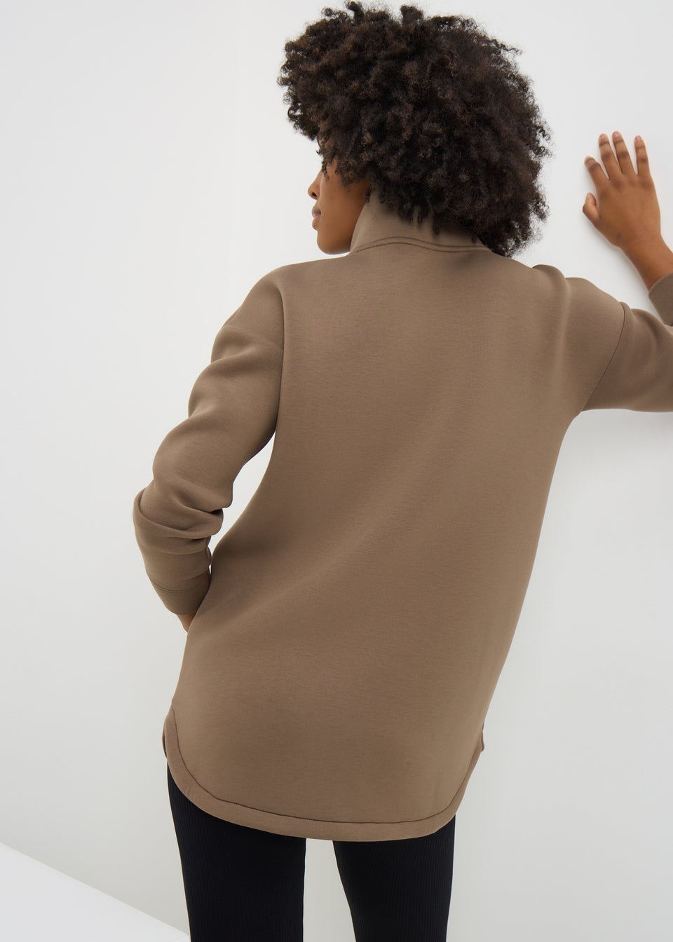 Souluxe Brown Half Zip Scuba Sweatshirts