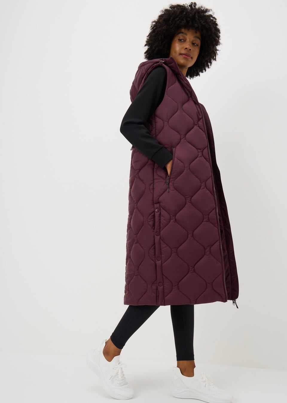 Souluxe Burgundy Longline Padded Gilet