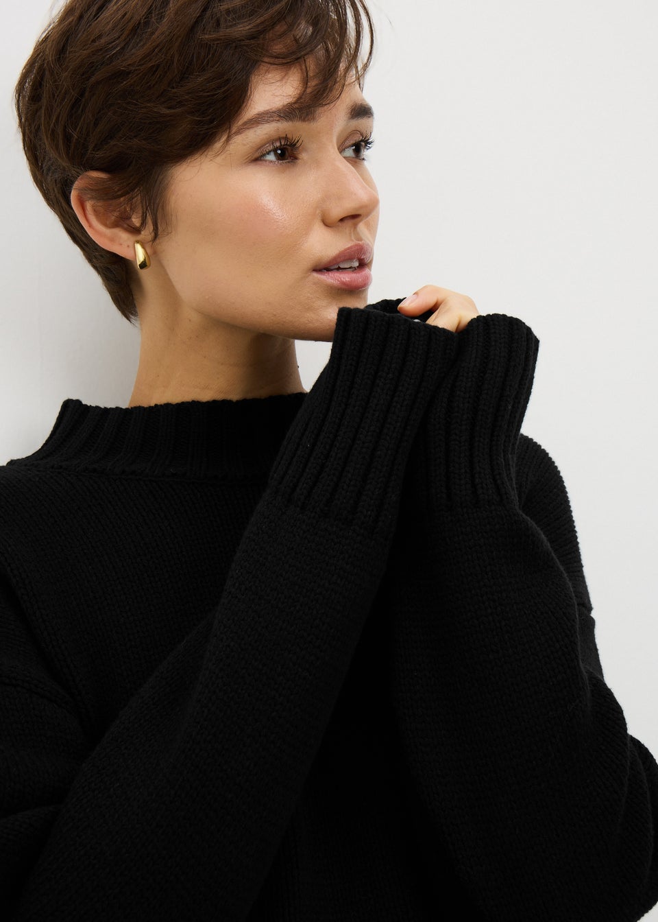 Black High Neck Knitted Jumper