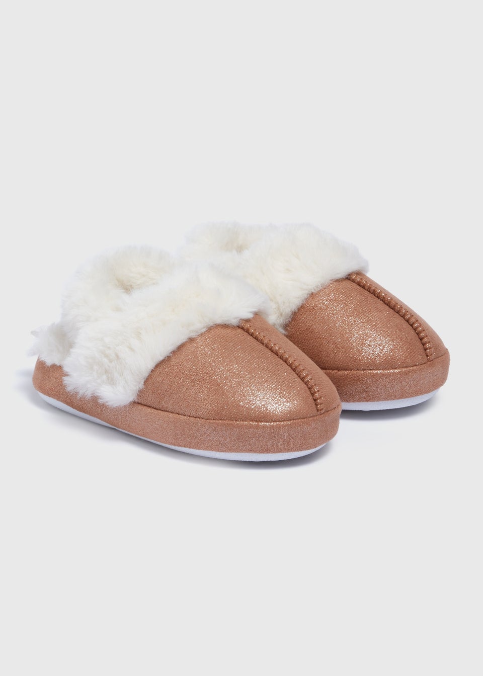 Girls Tan Mule Snug Slippers (Younger 4-12)