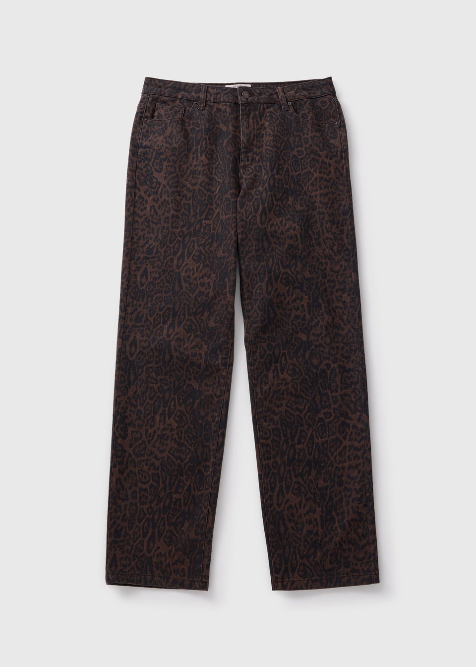 Brown Animal Print Straight Fit Jeans