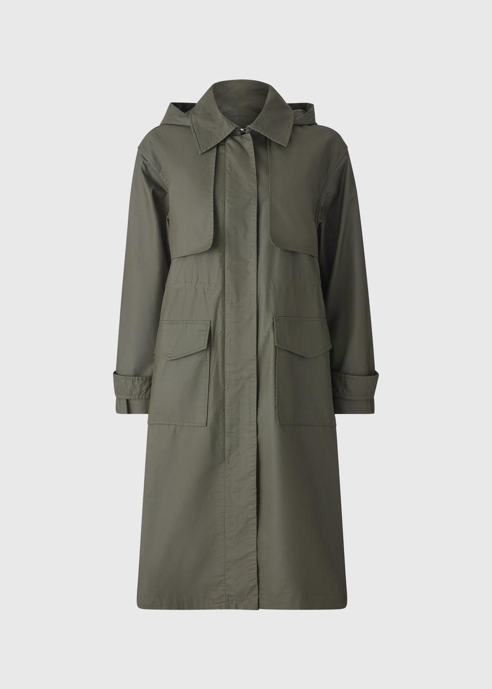 Khaki Wax Look Showerproof Parka Coat