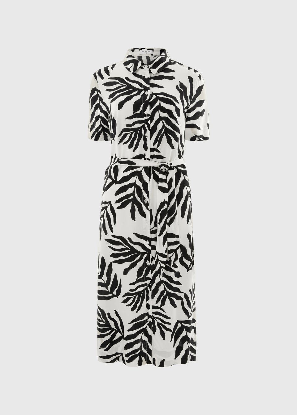 Black Leaf Shirt Midi Dress